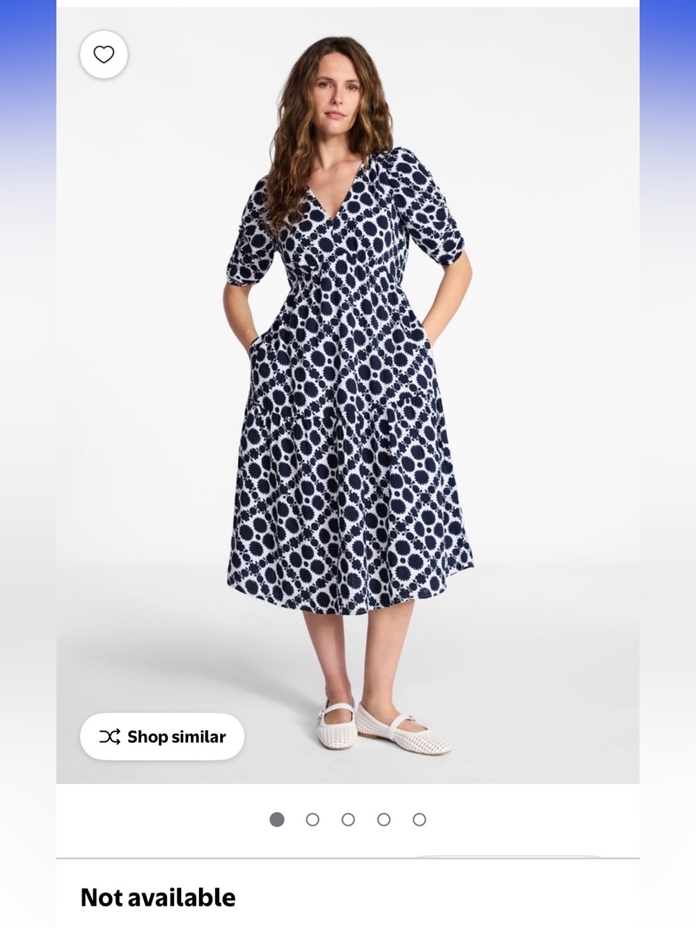 Dark Navy & White Floral Midi Dress - Picture 5 of 5